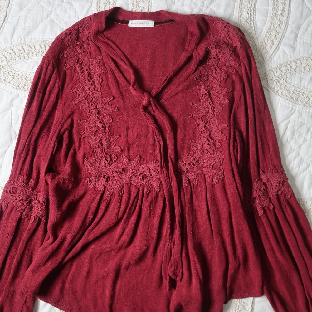 Maroon Flowy Top